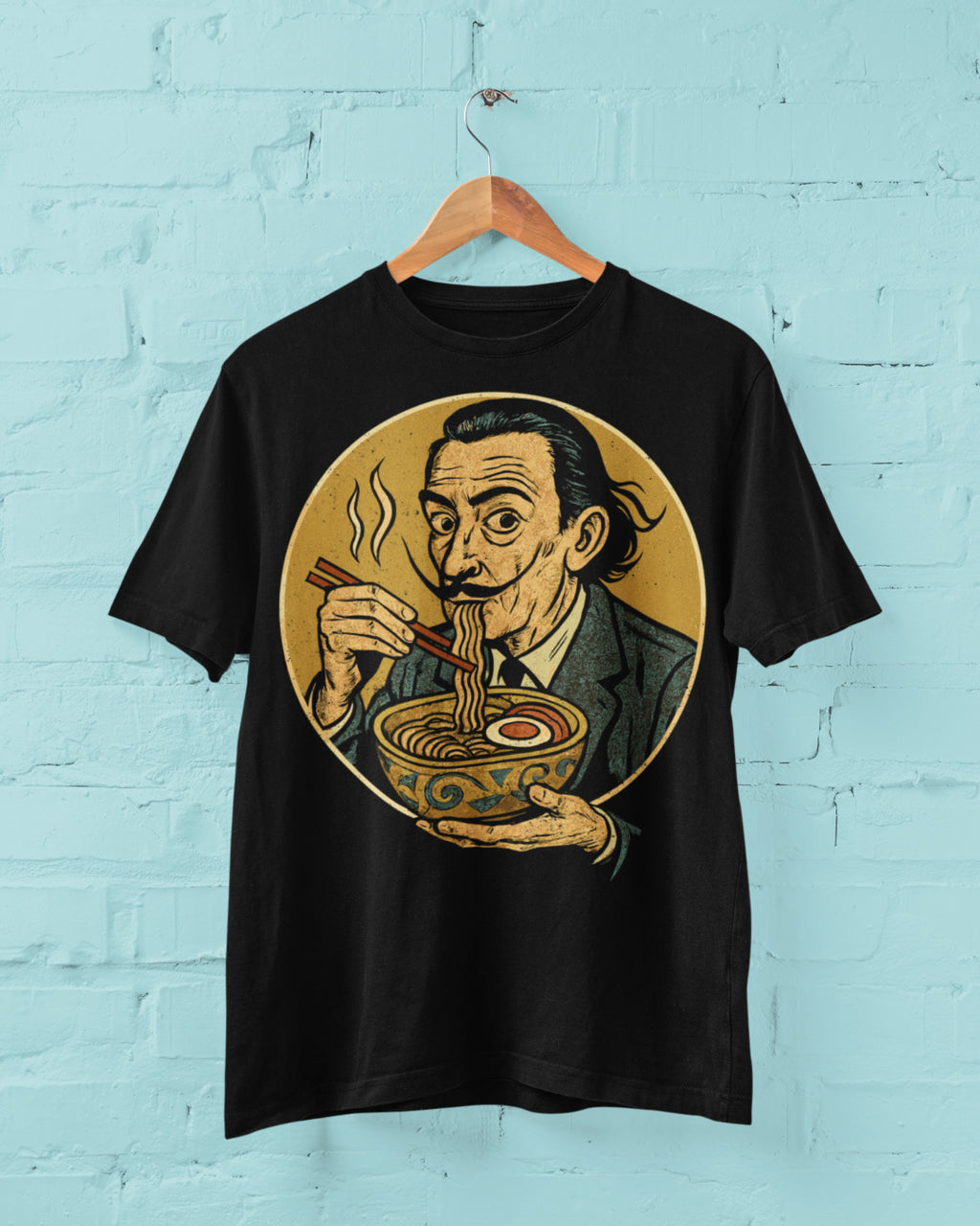 Salvador Dali Surreal Ramen Tee | Melting Reality Noodle Art | Unisex T-Shirt