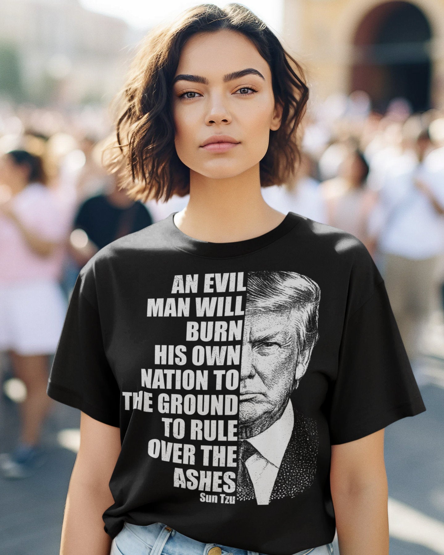 Black Graphic Anti-Trump Political Protest T-Shirt