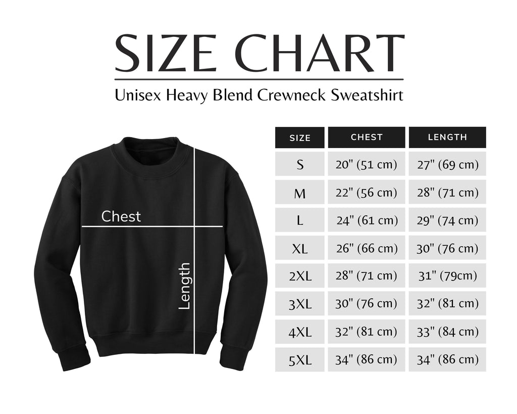 Gildan 18000 Sweatshirt Sizes