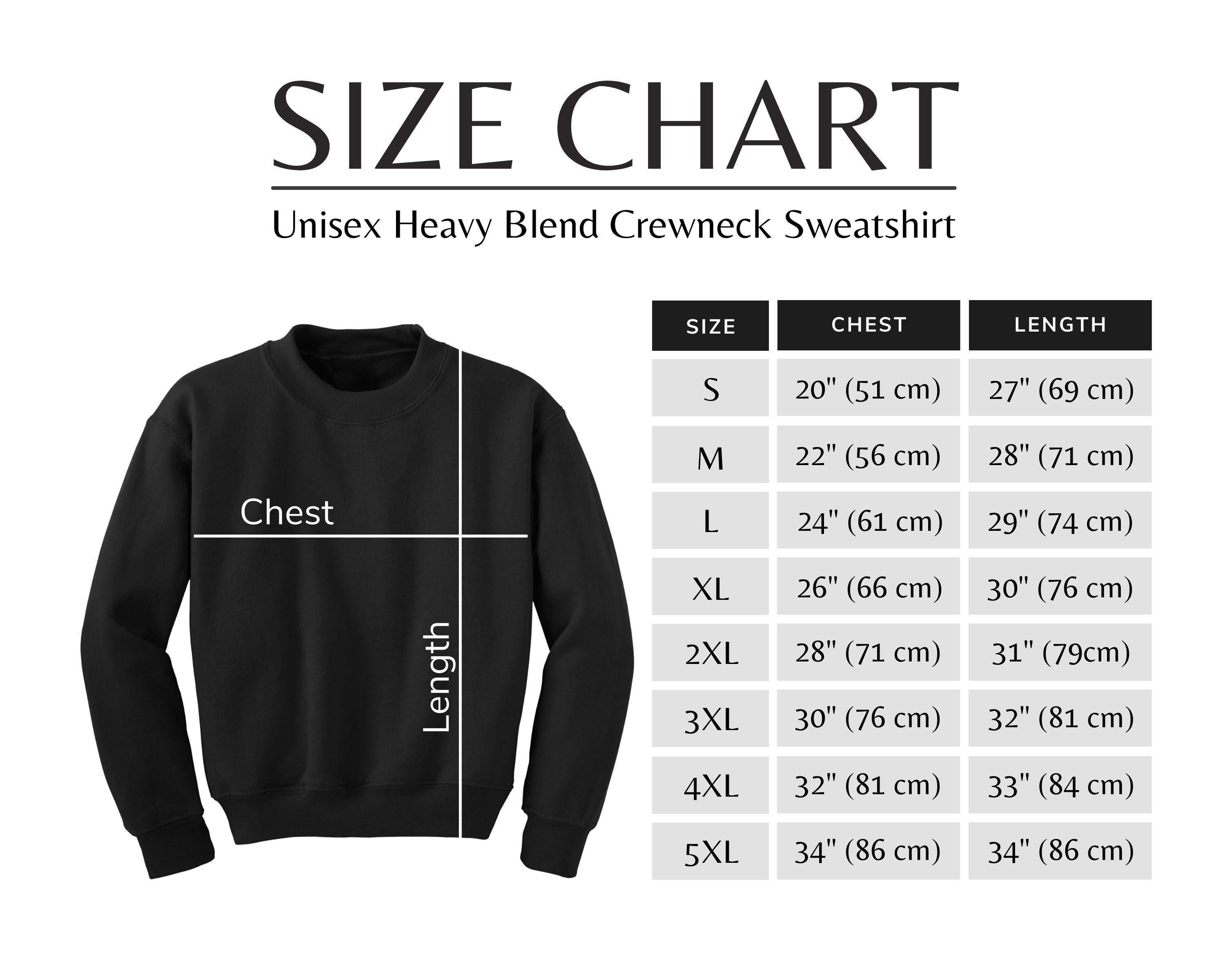 Gildan 18000 Sweatshirt Sizes