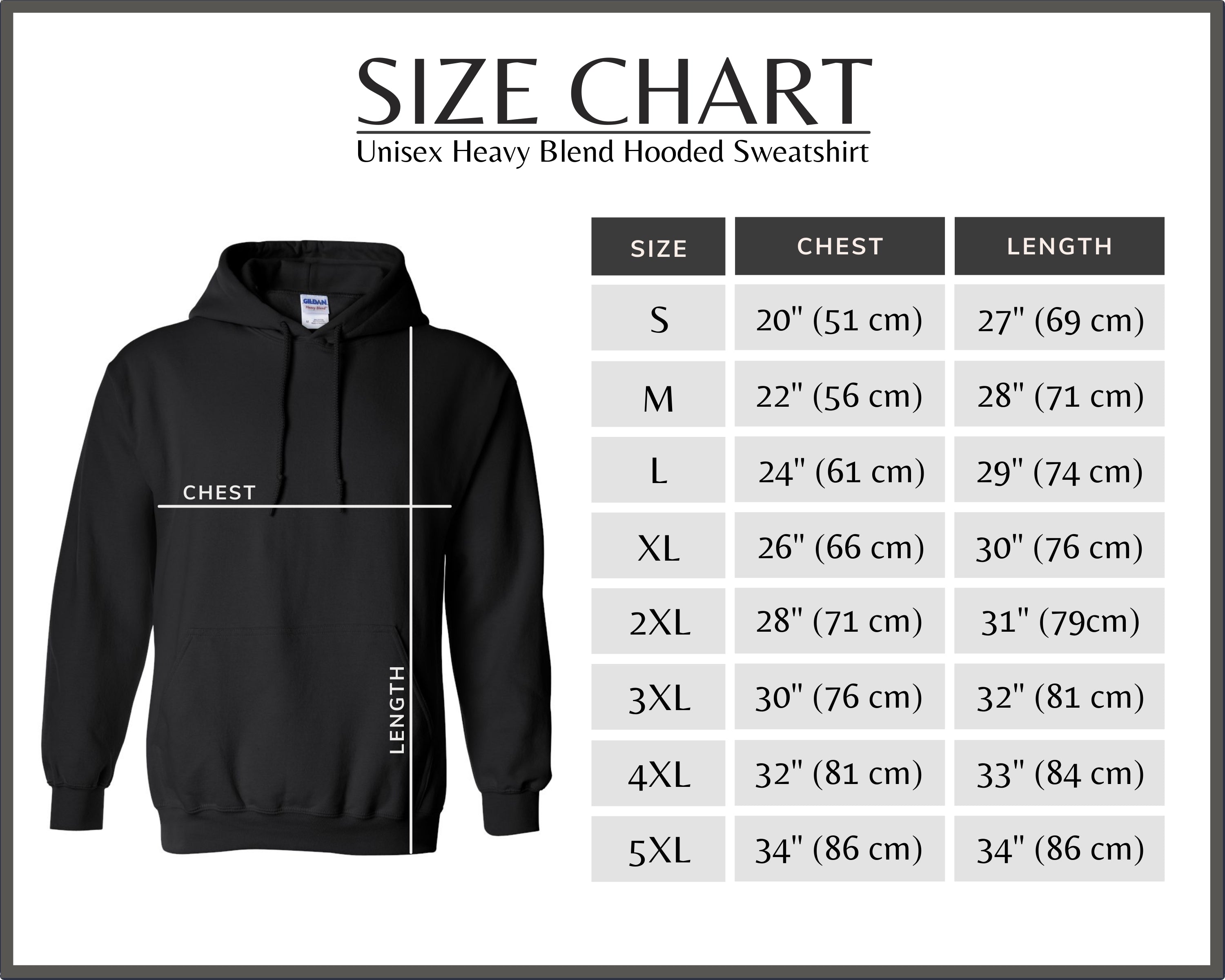 Gildan 18500 Hoodies Size Chart Post
