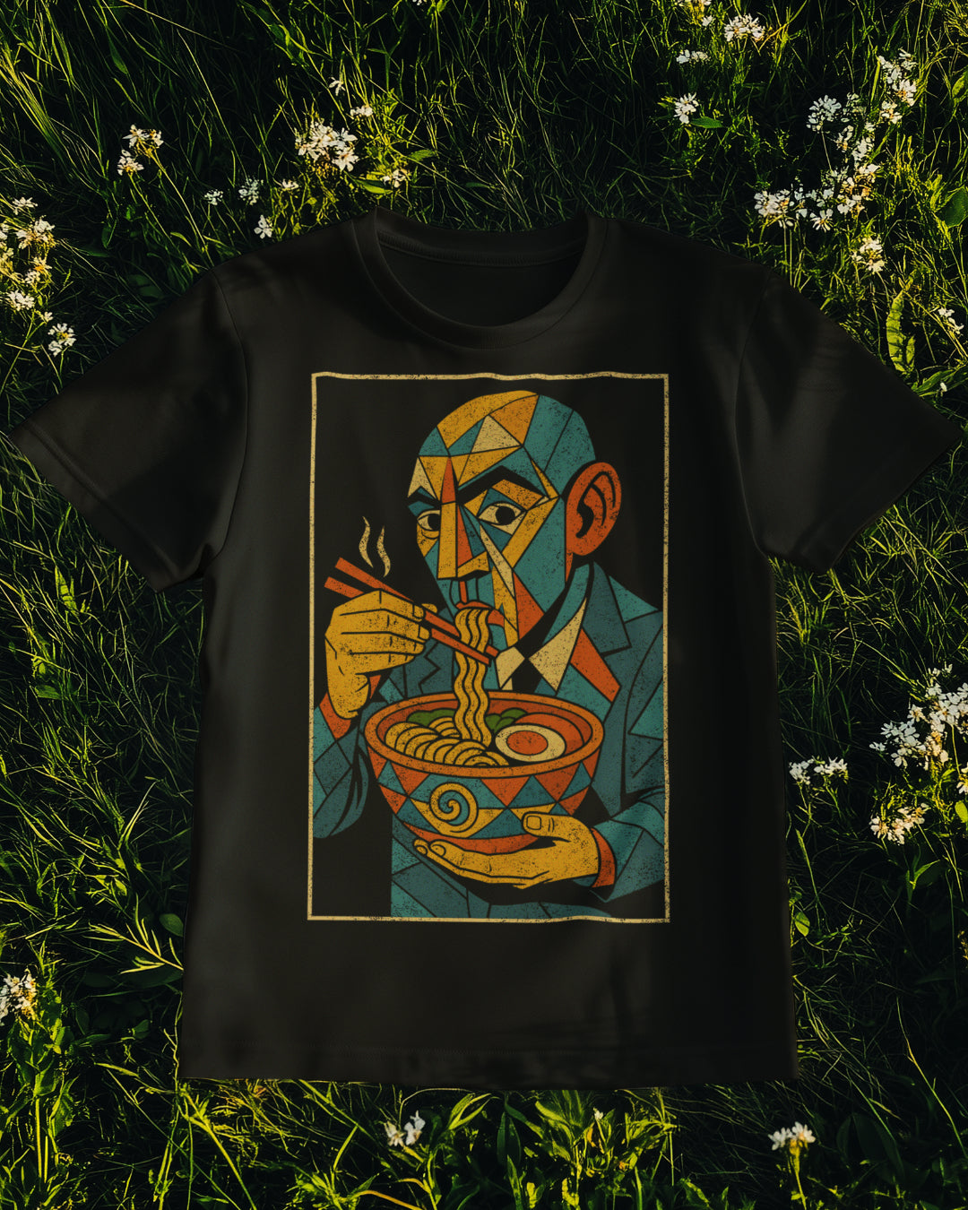 Pablo Picasso Parody Shirt | Cubist Ramen Portrait Tee | Unisex T-Shirt