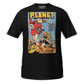 Black Graphic T-Shirt featuring the cover of a vintage 1950s science fiction comic book.