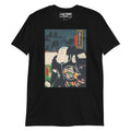T-Shirt of Edo period samurai warrior in black armour from restored Japanese ukiyo-e woodblock art.