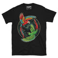 graphic tee with a macaw and a parrot in the jungle