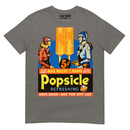 1930s Popsicle advertisement featuring Buck Rogers. Vintage comic art meets retro American advertising in this restored public domain sci-fi classic.