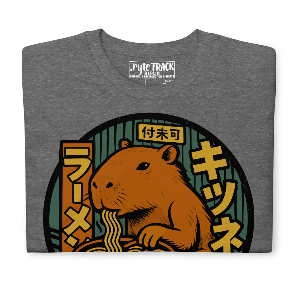 Capybara Eating Ramen Noodles Shirt – Adorable capybara lover gift, Japanese food humor tee, quirky novelty fashion.