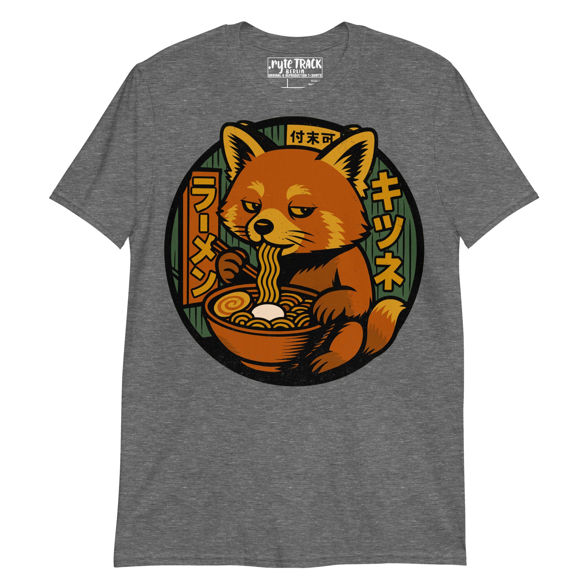 Red Panda Eating Ramen Noodles T-Shirt – Cute panda lover gift, anime food humor tee, quirky novelty fashion for adults.