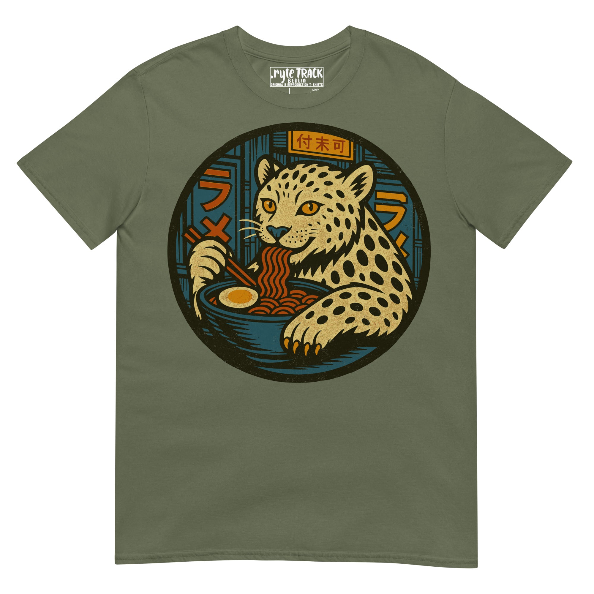 Snow Leopard Eating Ramen Noodles T-Shirt 
