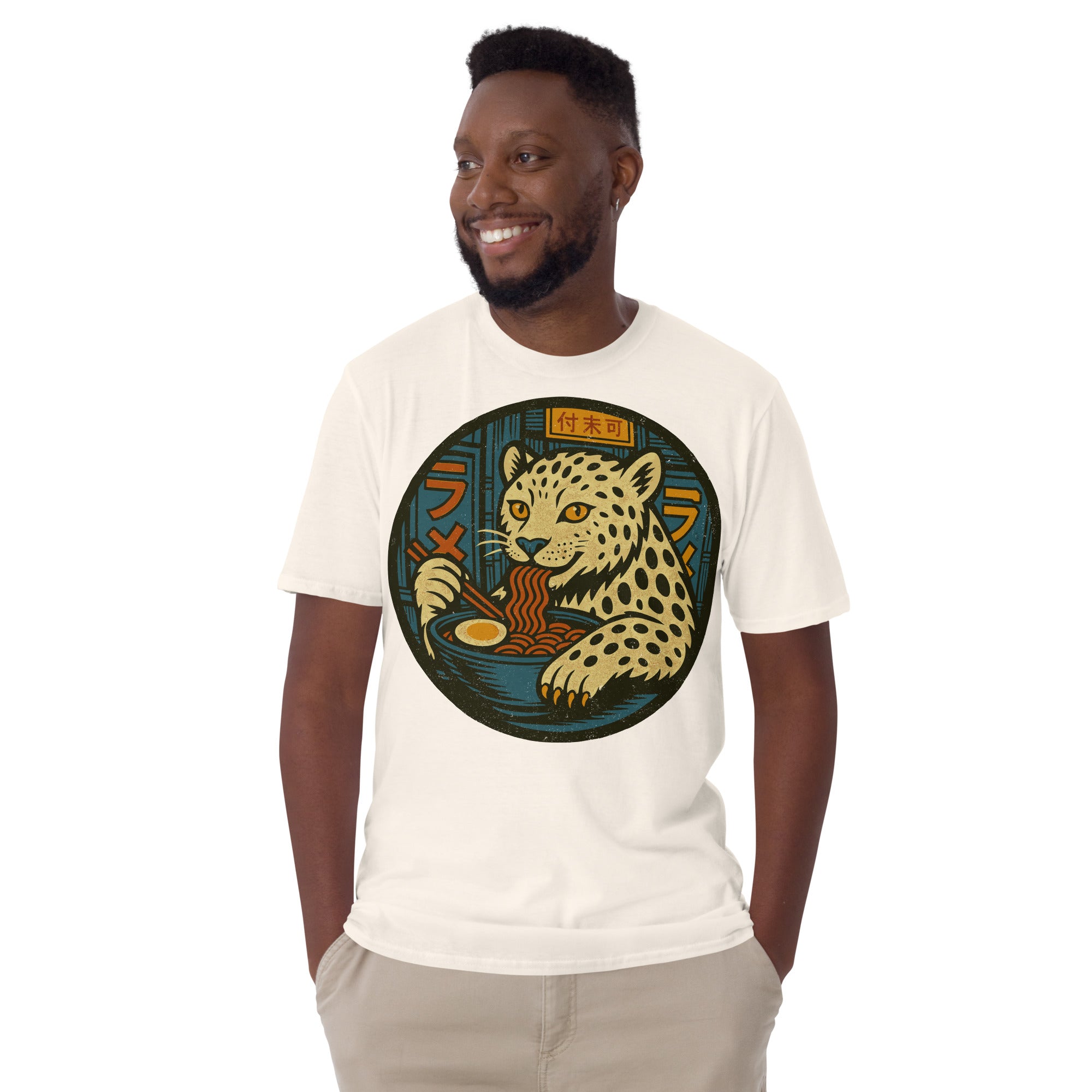 Snow Leopard Eating Ramen Noodles T-Shirt 