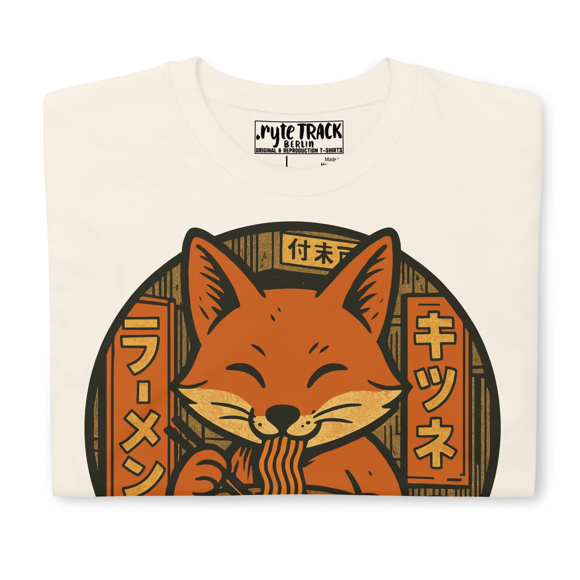 Fox Eating Ramen Noodles Shirt – Funny fox lover gift, Japanese ramen humor tee, quirky novelty foodie graphic fashion.