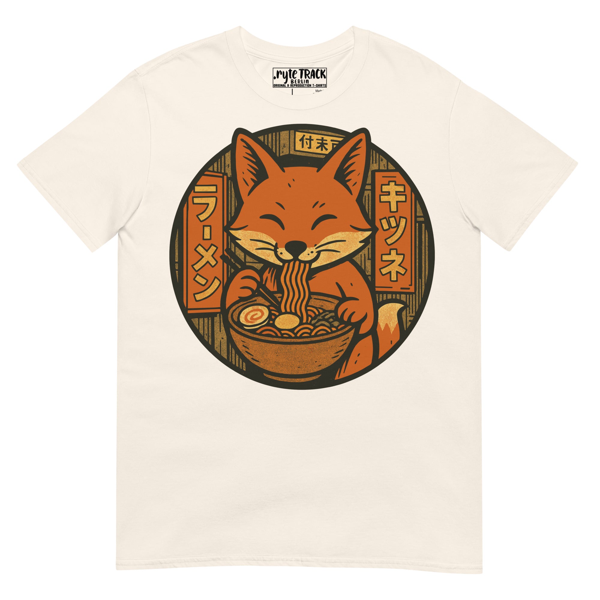 Fox Eating Ramen Noodles Shirt – Funny fox lover gift, Japanese ramen humor tee, quirky novelty foodie graphic fashion.