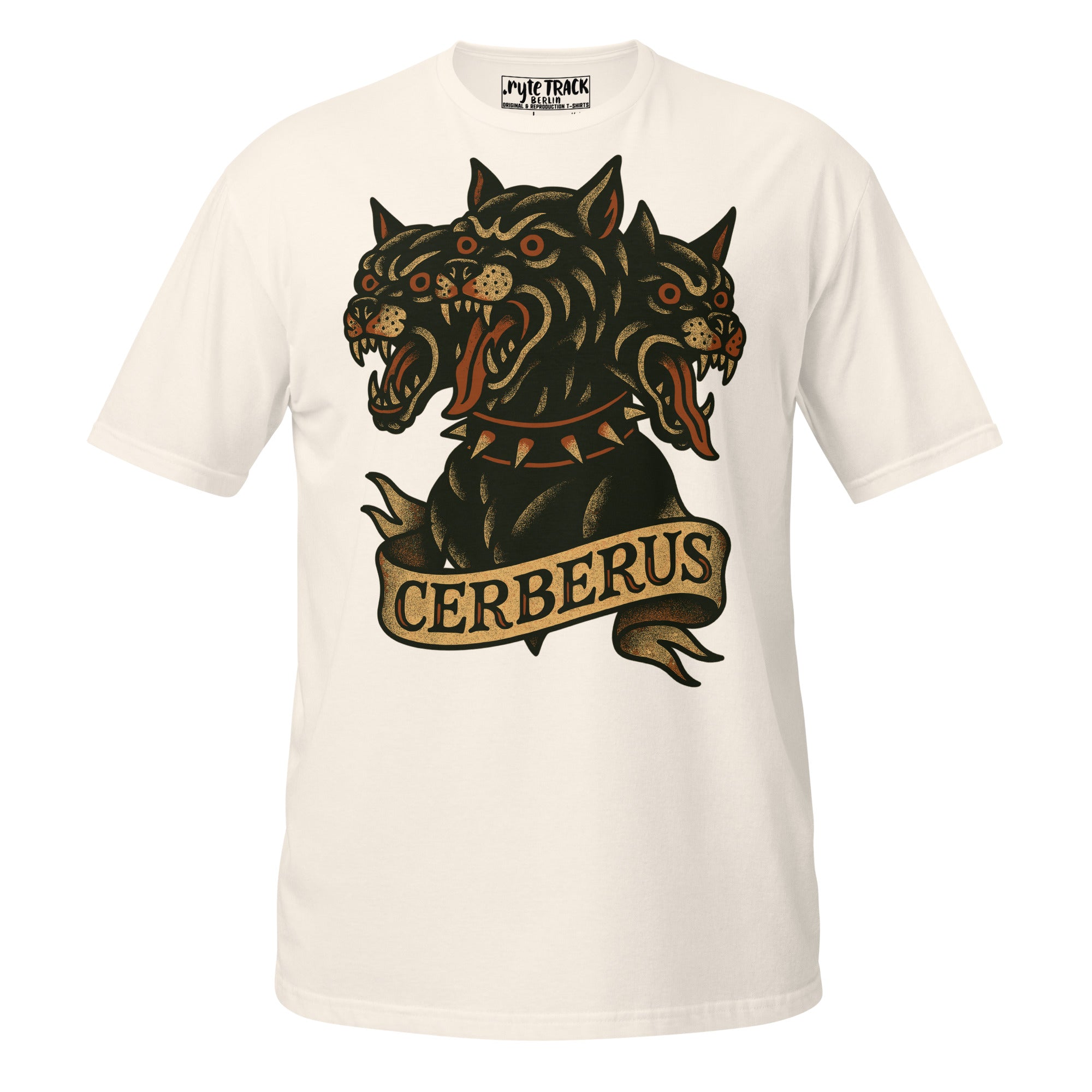 Greek mythology Cerberus tattoo art inspired by classic American traditional tattoo style T-Shirt