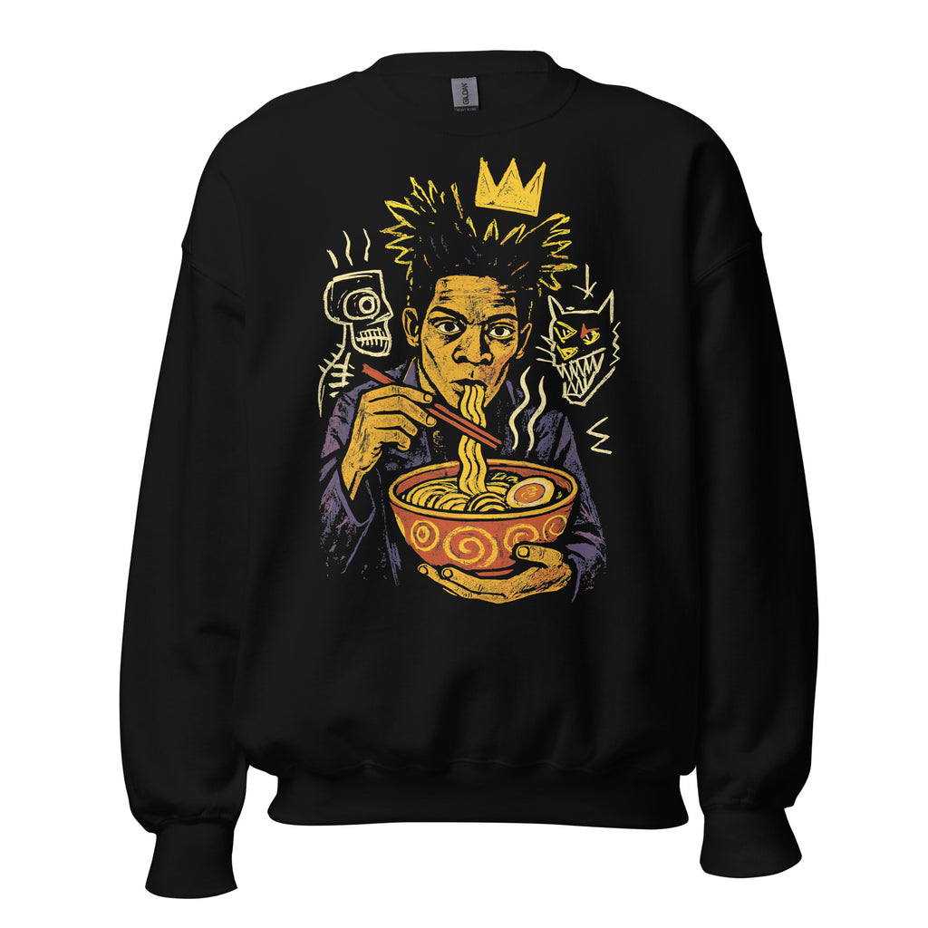 Basquiat inspired sweatshirt design with noodles mockup