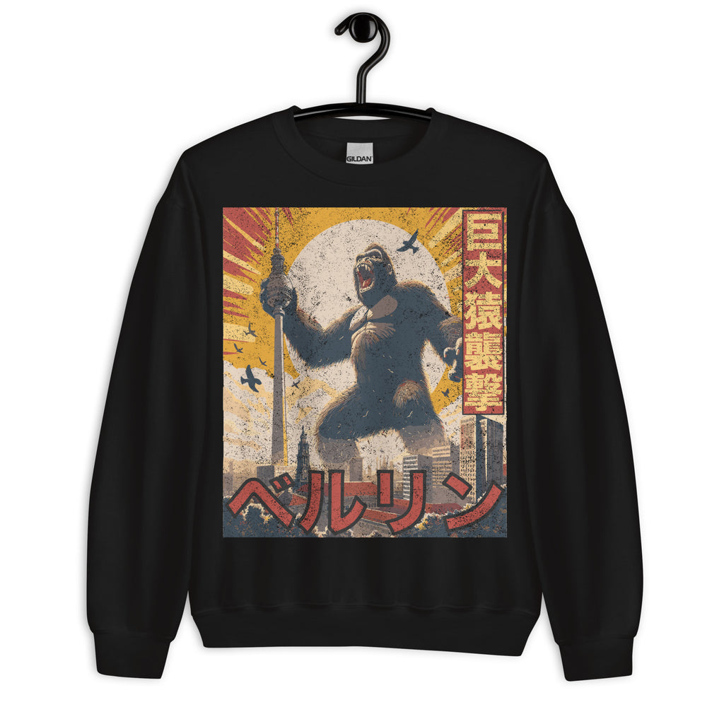 Black Sweatshirt with an image of KIng Kong attacking the Fernsehturm in Berlin