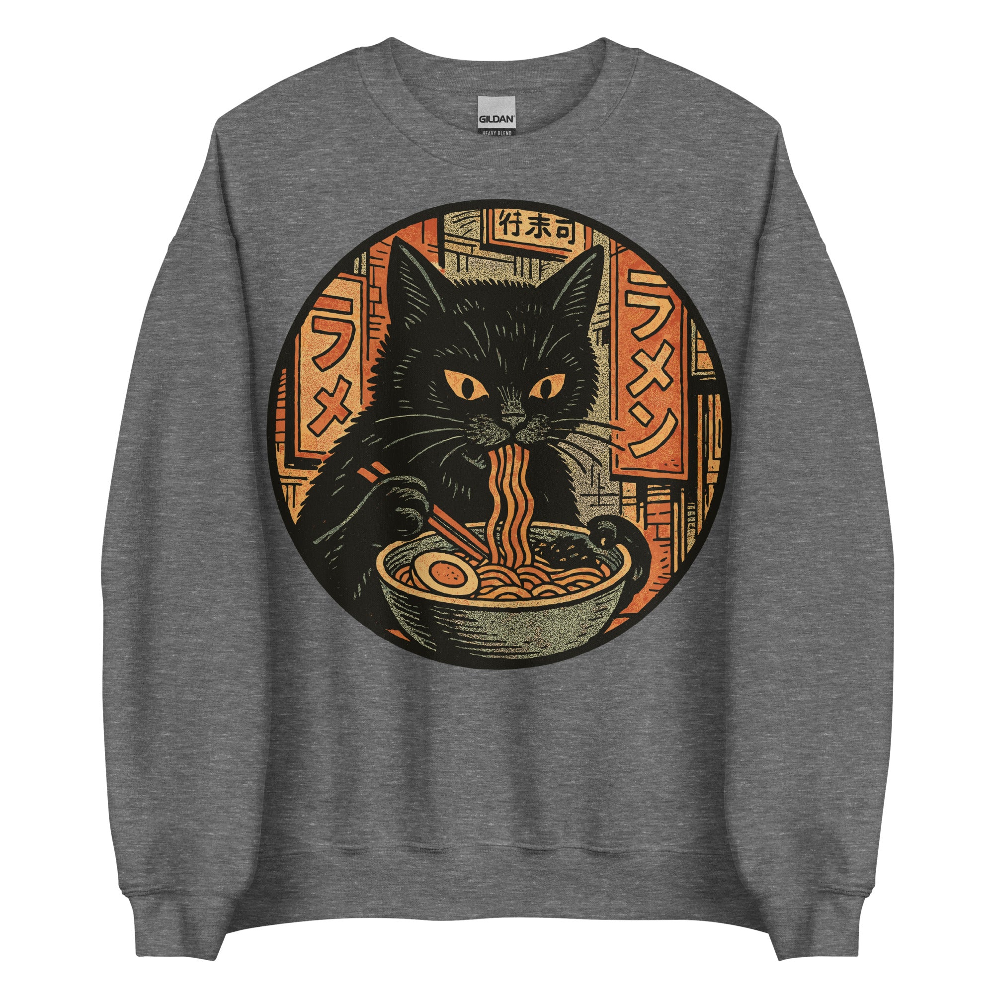 Black Cat Noodles Sweatshirt Mock Up