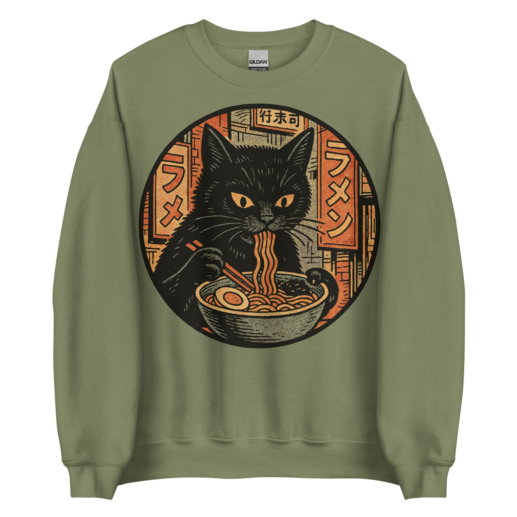 Black Cat Noodles Sweatshirt Mock Up