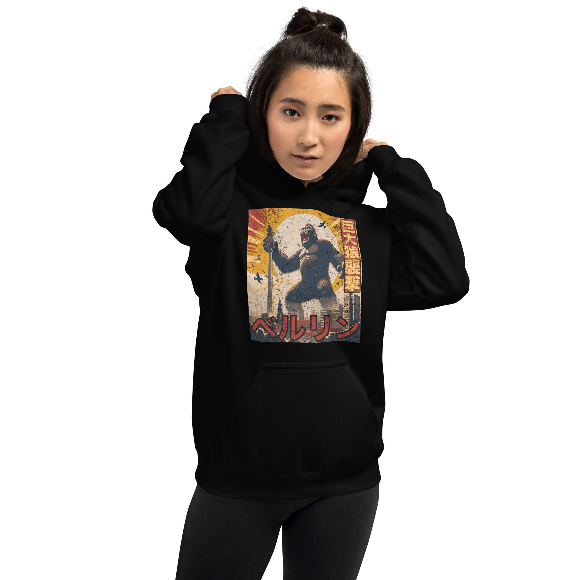 Unisex Hoodie with the image of King Kong attacking the Fernsehturm in Berlin