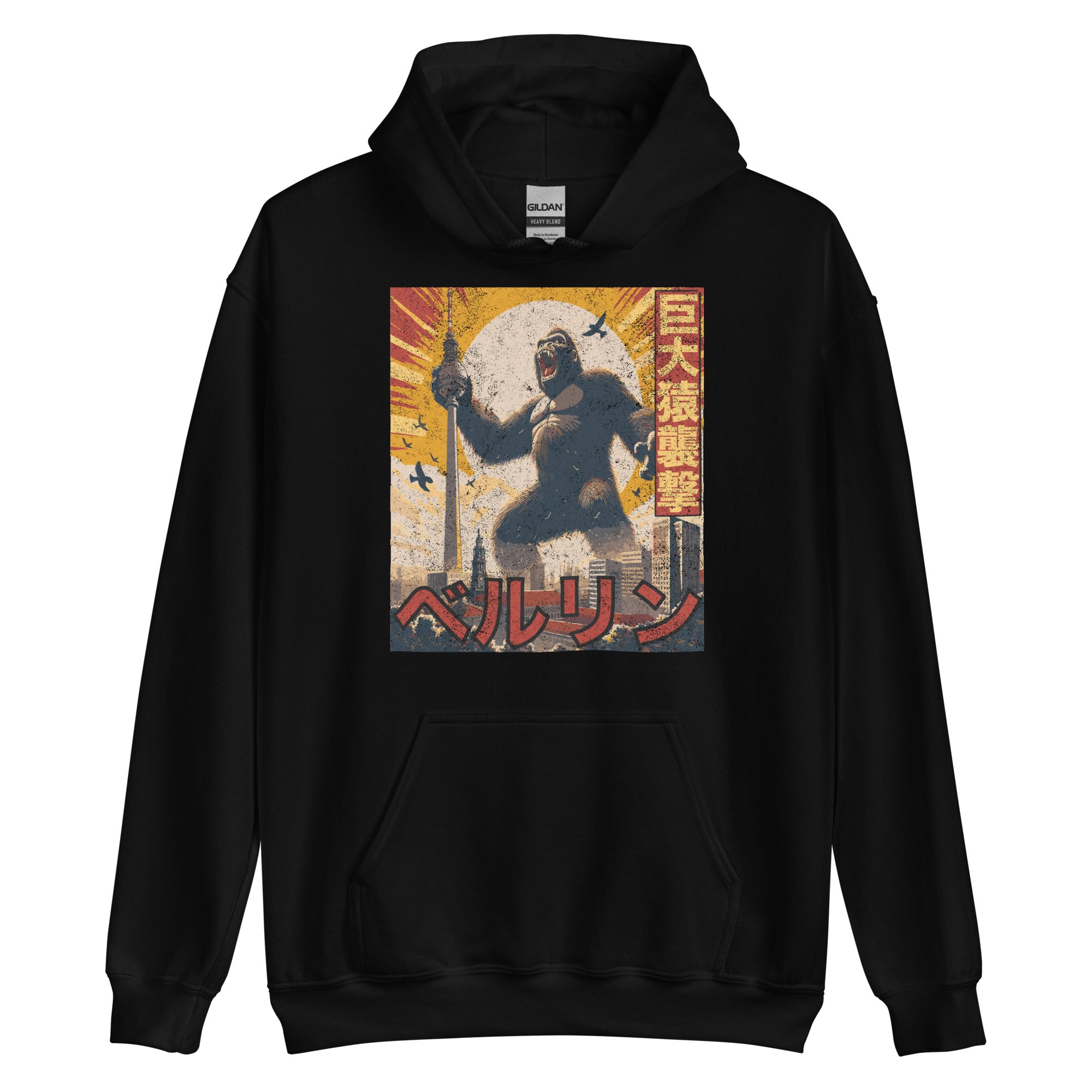 Unisex Hoodie with the image of King Kong attacking the Fernsehturm in Berlin