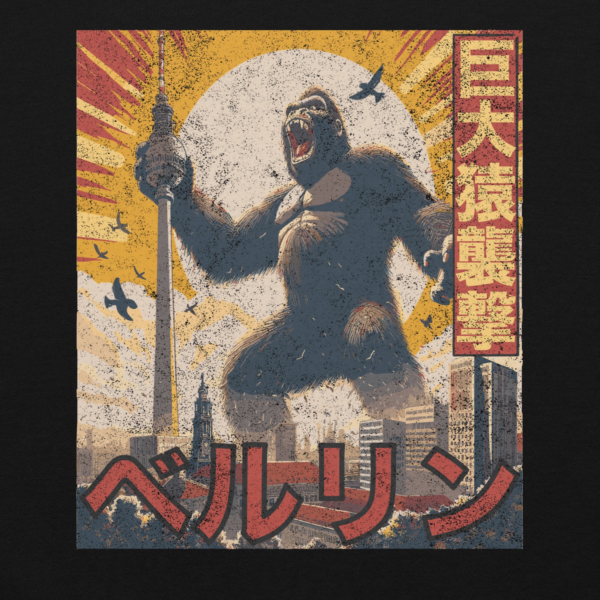 Close up image of King Kong attacking the Fernsehturm in Berlin