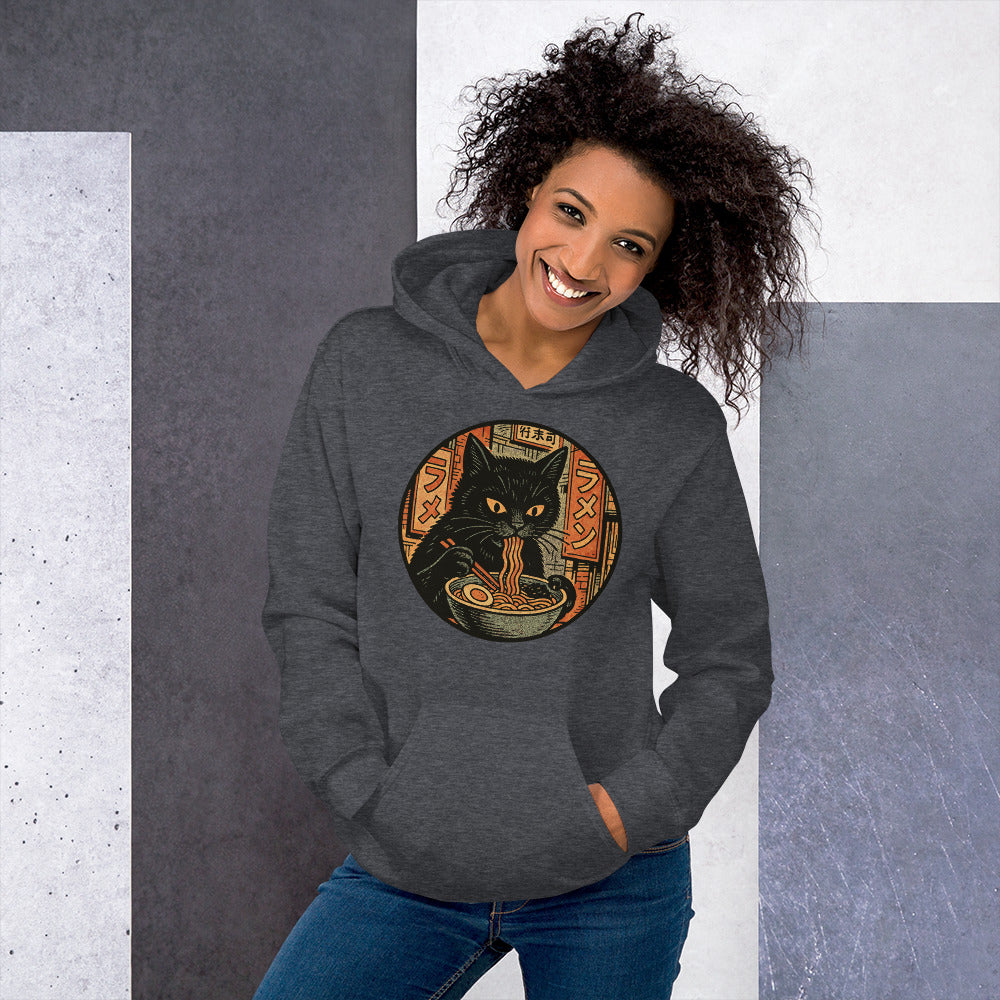 Black Cat Noodles Hoodie Mock Up